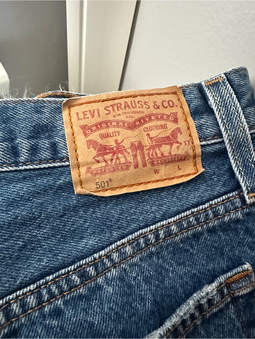 Premium Levi’s Denim Cutoff Shorts - Distressed Blue - Picture 4 of 10